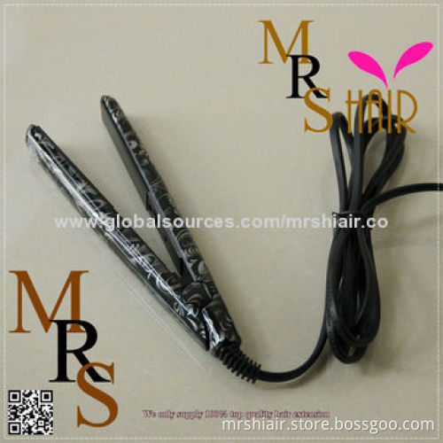 Mini hair straightening irons professional titanium ceramic flat electronic heating plate